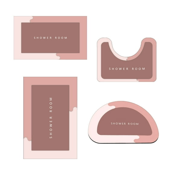 LEHOZIHEQ Bath Mat Sets, 4 POS Rubber Non Slip Quick Dry Rug, Super Absorbent Thin Bathroom Rugs, for in Front of Bathtub, Shower Room, Sink