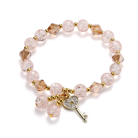 LEHOZIHEQ Beaded Bracelets, Crystal Beads Bracelets Set, for Teens Girls Adjustable Stretch Bracelet Birthday Graduation Gift