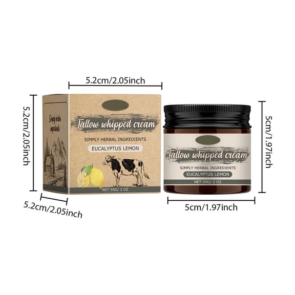 LEHOZIHEQ Beef Tallow for Skin - Organic Grass-Fed Whipped Beef Tallow and Lemon Balm - Deeply Moisturizing for Face & Body - Natural Skin Care for Soft, Supple Skin