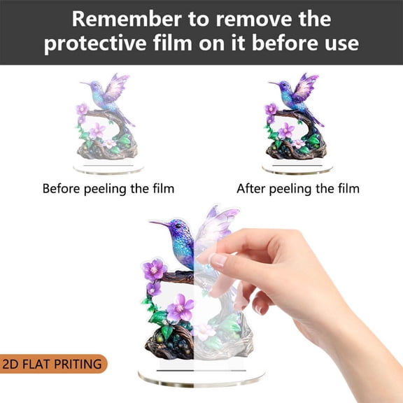 LEHOZIHEQ Birds Figurines, Colorful Birds and Trees Acrylic Tabletop Display Sign Ornament, Tabletop Home Decorative Ornaments