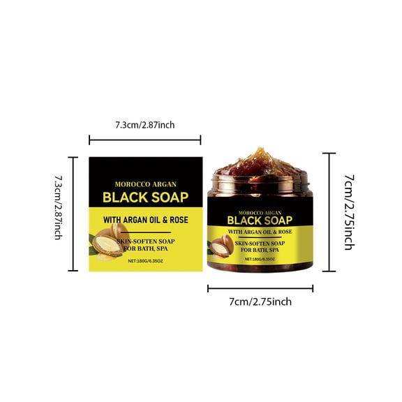 LEHOZIHEQ Black Soap, Organic & Natural Exfoliating Body Soap, Deep Cleansing, Moisturize & Nourish Skin, Leaves Skin Soft & Smooth 180g