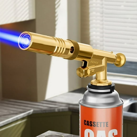 LEHOZIHEQ Blow Torch Copper Butane Torch, Kitchen Culinary Torch Lighter Gas Flamethrower Adjustable Flame Food Culinary Torches for Creme, Brulee, BBQ, Baking(Butane Gas Not Included)