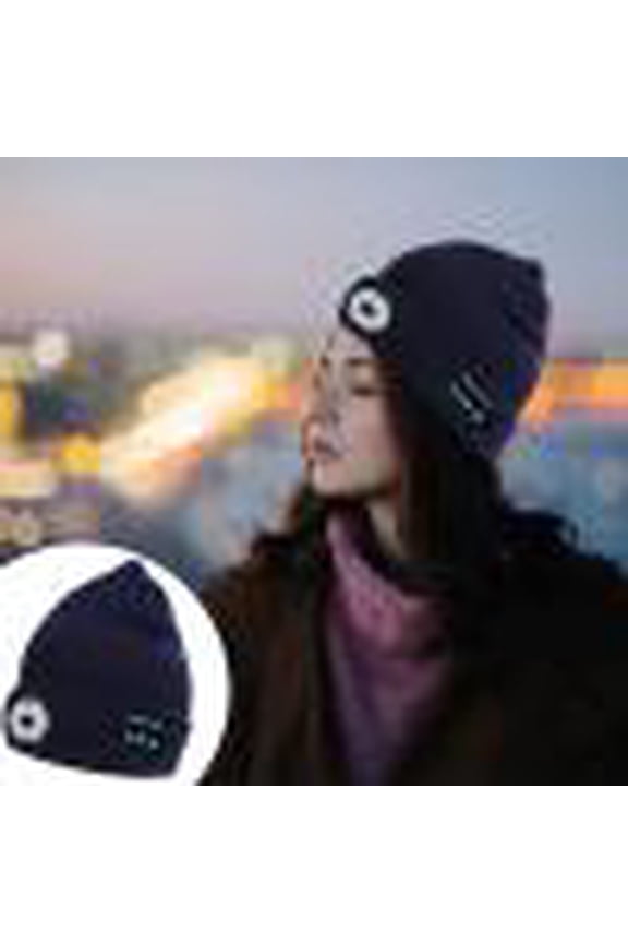 Bluetooth Beanie with Light, Unisex USB Rechargeable LED Headlamp Hat with Headphones, Built-in Speakers & Mic Winter Knitted Night Lighted Music Beanie, Gifts for Men Him Husband