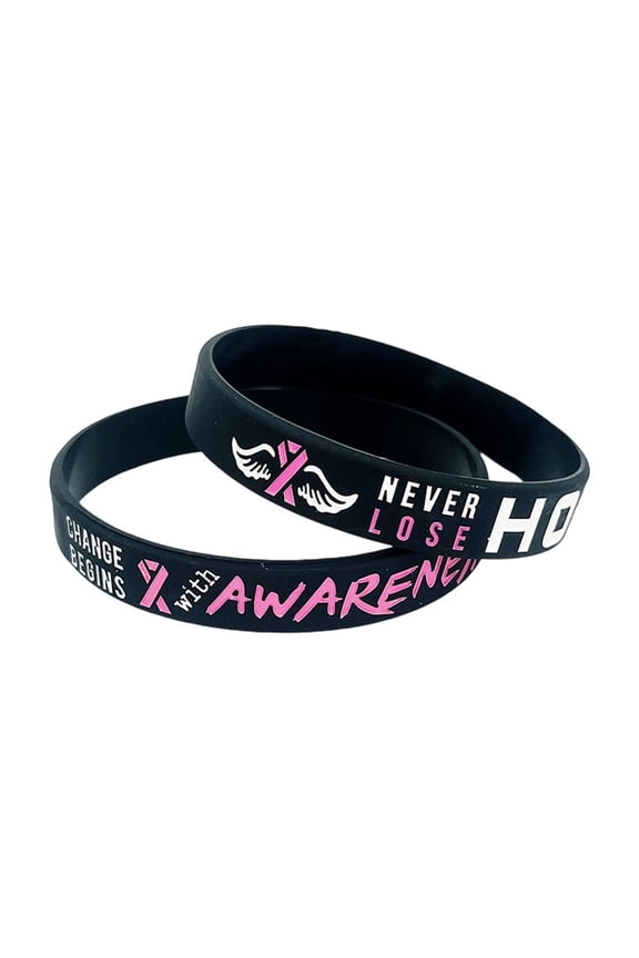 Breast Cancer Silicone Bracelets, Bulk Pink Ribbon Breast Cancer Awareness Bracelets, Prevention Month Activity Jewelry Gifts for Women Men