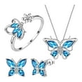 thumbnail image 1 of LEHOZIHEQ Butterfly Jewelry Sets, Butterflies Birthstone Pendant Necklace/Earrings/Rings Wedding Gift, 1 of 5