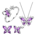 thumbnail image 1 of LEHOZIHEQ Butterfly Jewelry Sets, Butterflies Birthstone Pendant Necklace/Earrings/Rings Wedding Gift, 1 of 8