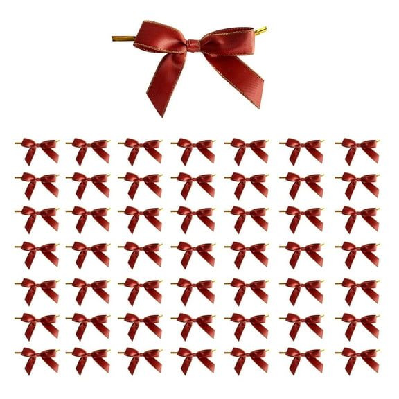 LEHOZIHEQ Cake Bows, Vintage Satin Bowknot Ribbons, Cupcake Topper for Wedding Birthday Party Gift Wrapping, Party Decoration