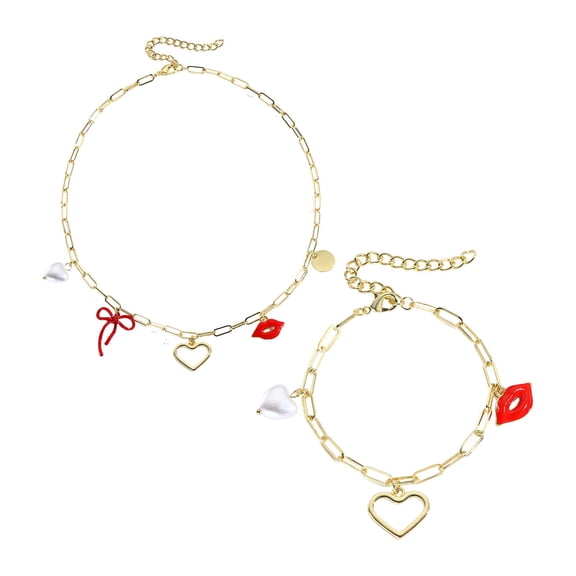 LEHOZIHEQ Charm Necklace Bracelets Set, Summer Beach Boho Vacation Jewelry Gifts, Jewelry Accessories for Women Costume Outfit Dress Decor