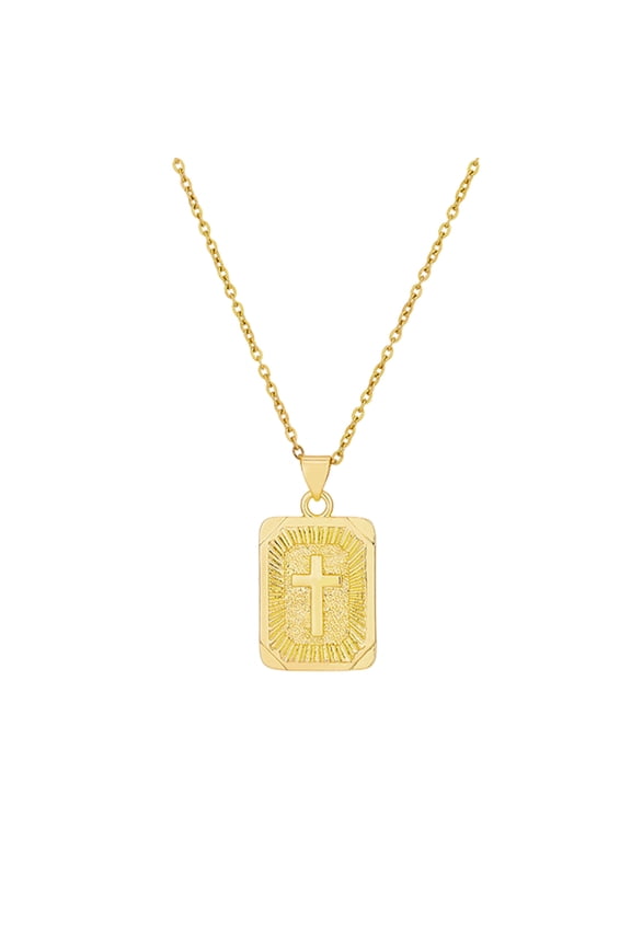 Christian Jesus Cross Pendant Necklace Stainless Steel Box Link Chain Pendant Necklace for Men Women