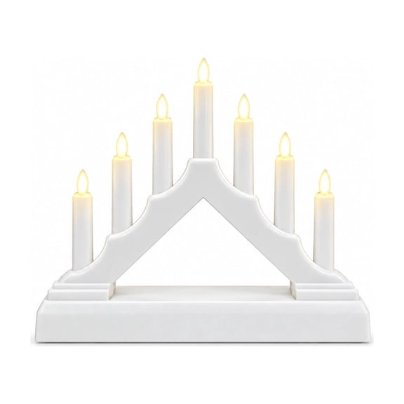 LEHOZIHEQ Christmas Swedish Candelabra, 7 Flameless Taper Candles, Electric Candles USB Powered Candle Bridge Light, Decorative Xmas Candle Lights for Windows Wedding
