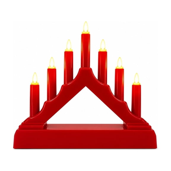 LEHOZIHEQ Christmas Swedish Candelabra, 7 Flameless Taper Candles, Electric Candles USB Powered Candle Bridge Light, Decorative Xmas Candle Lights for Windows Wedding