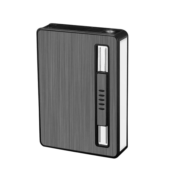 LEHOZIHEQ Cigarette Case with Built-in Lighter, Windproof Refillable Butane Jet Torch Lighter, Cigarette Case Dispenser Box Holder (Without Butane)