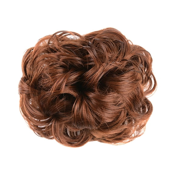 LEHOZIHEQ Claw Clip Messy Bun Hair Piece Wavy Curly Hair Bun Clip in Claw Chignon Ponytail Hairpieces Synthetic Tousled Updo Hair Extensions Scrunchie Hairpiece for Women, Blonde & Medium Brown