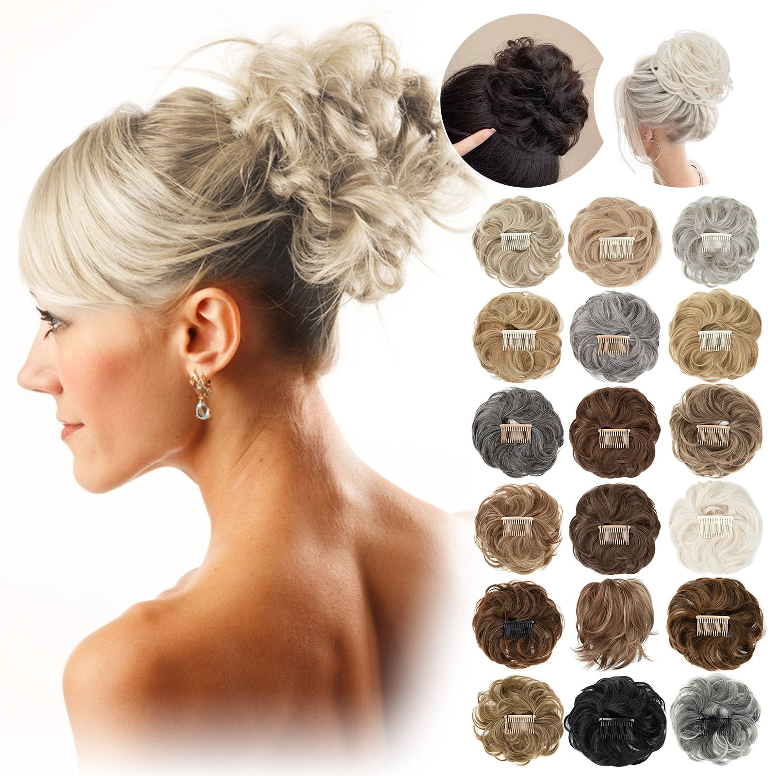 Updo Extensions Hair Scrunchie Extension Natural Looking Hair Scrunchie Bun - Curly ...