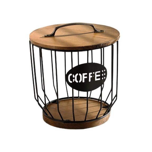 LEHOZIHEQ Coffee Pod Basket Holder, Display Coffee Pods & Espresso Capsules on Countertop, Rustic Wire Mesh Storage Bin for Kitchen Decor