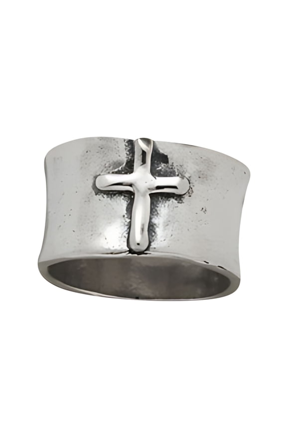 Cross Band Ring for Men, Religious Ring, Christian Rings for Dad Son