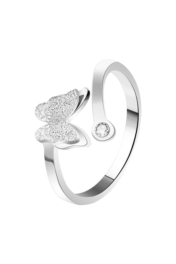 Cubic Zirconia Rings, Butterfly Rings for Women, Adjustable Ring, Vintage Butterfly Knuckle Rings Costume Jewelry for Women