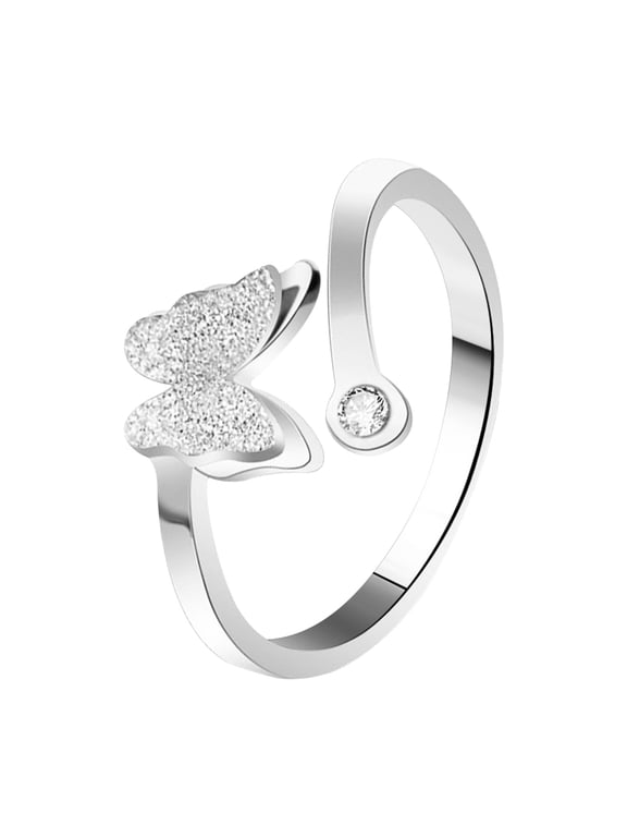 Cubic Zirconia Rings, Butterfly Rings for Women, Adjustable Ring, Vintage Butterfly Knuckle Rings Costume Jewelry for Women