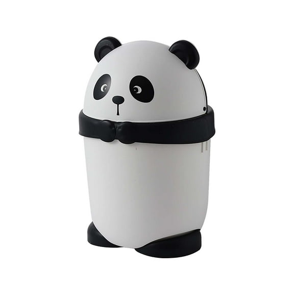 LEHOZIHEQ Cute Panda Trash Can, with Lid Small Plastic Waste Bin, Small Garbage Bin for Compact Spaces Under Tables & Counters