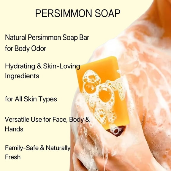 LEHOZIHEQ Deodorizing Persimmon Soap Bar Japanese Persimmon Soap For Old People Smell Natural PersimmonSoap For Body Odor Hydrating