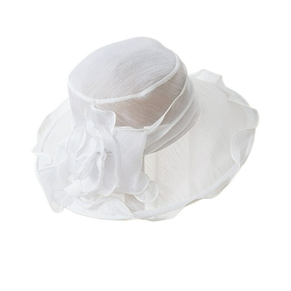 LEHOZIHEQ Derby Hats for Women, Wide Brim Organza Hat, 2025 Women's Elegant Sun Hat for Church, Tea Party, Weddings Hats