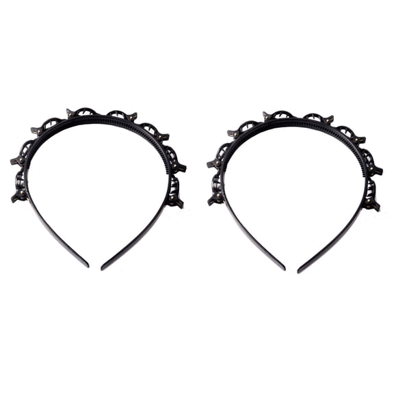 LEHOZIHEQ Double Bangs Hairband, Women Double Layer Twist Plait Hair Tools for Curly, Thick Hairs, Toothed Hair Bands Braid Tool Hair Accessories