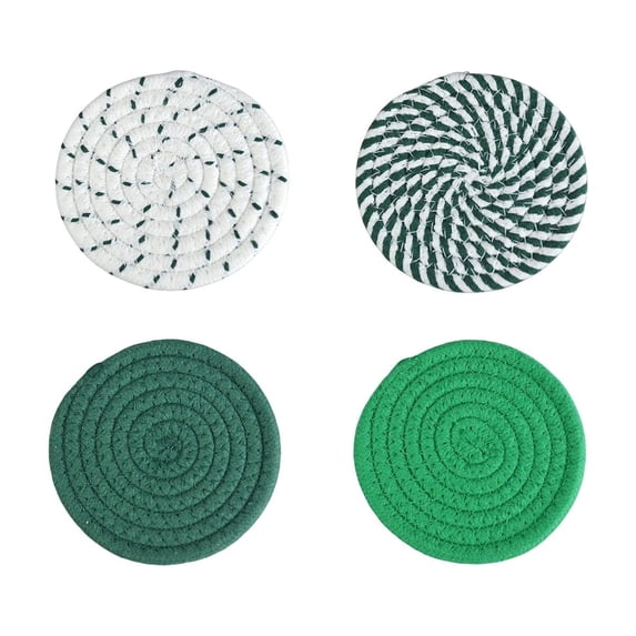 LEHOZIHEQ Drink Coasters Set of 4, Absorbent Cotton Woven Cup Coasters, Rustic Farmhouse Boho Decor for Coffee Table and Drinks Protection, Cute Coaster for Drinks