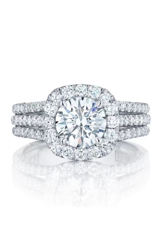 Engagement Rings, Cubic Zirconia Halo Engagement Promise Eternity Rings, for Women Wedding Bands Bridal Ring