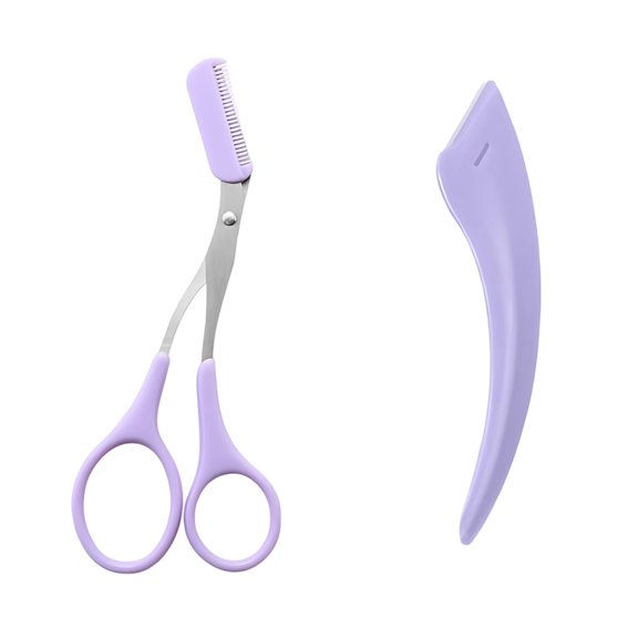 LEHOZIHEQ Eyebrow Eyebrow Trimming Scissors With Eyebrow Comb Comb Beginner Lazy Eyebrow Crescent Eyebrow Trimming Safety Tool