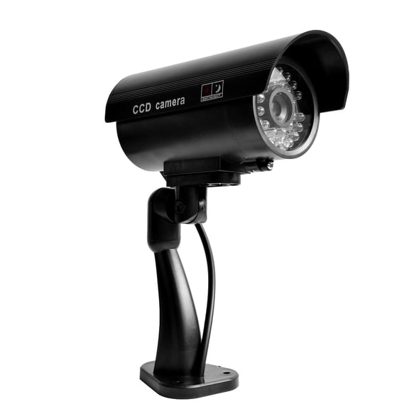 LEHOZIHEQ Fake Security Camera, Dummy CCTV Surveillance System with Realistic Red Flashing Lights and Warning Sticker Indoor Outdoor Protect
