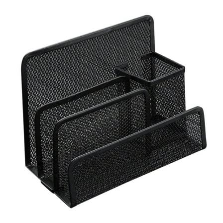 LEHOZIHEQ Folder Holder Desk, Desk Mail Organizer, with 3 Vertical Upright Metal Mesh Compartments Document Organizer