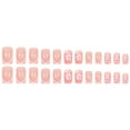 thumbnail image 1 of LEHOZIHEQ French Flower Fake Nails, Square Short Press on Nails, with Sequins Designs Glossy False Nails Pink Stick on Acrylic Nails, 1 of 5