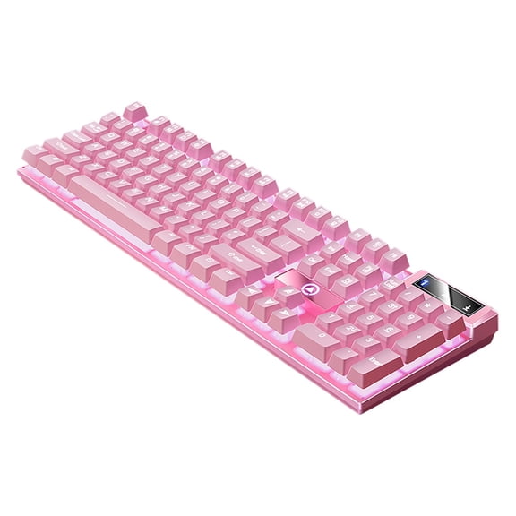 LEHOZIHEQ Gaming Keyboard, USB Wired with Rainbow LED Backlit, Floating Keys, Mechanical Feeling, Spill Resistant, Ergonomic for Desktop, Computer, PC