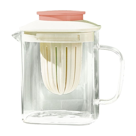 LEHOZIHEQ Glass Water Pitcher With Fruit Infuser, Wide Mouth Infused Cold Hot Water Jug Carafe With Lid, For Homemade Drinks Container