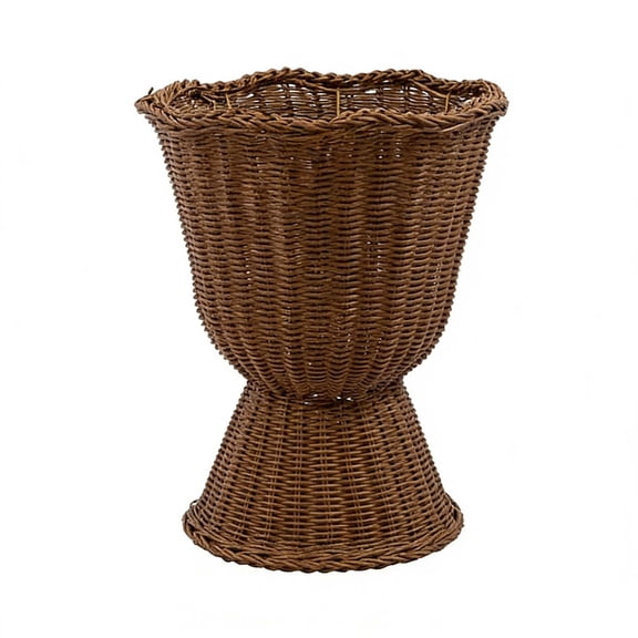 LEHOZIHEQ Goblet Planter, Woven Rattan Look Resin Flower Pot, Wicker Planter Pot, Decorative Flower Vase for Flowers Herbs Patio Balcony Decor