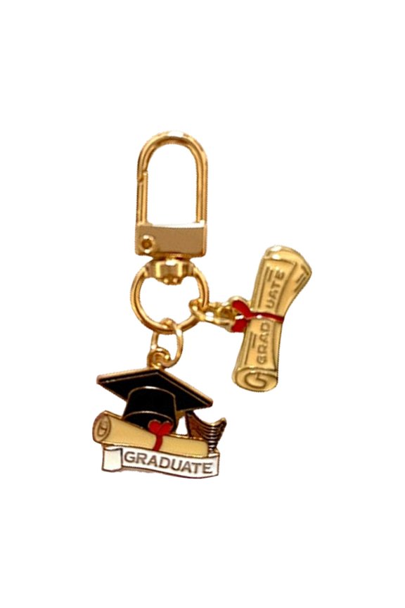 Graduation Keychain, School Day Key Charm with Bachelor Cap, High School Keychains, College Graduation Gifts