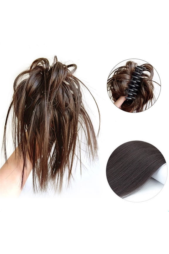 Messy Bun, Hair Piece Claw Clip Bun, Hair Accessories for Women Messy Wavy Curly Hair Bun Extensions Short Tousled Updo Synthetic Black Hair Extensions Messy Bun Ponytail Extension