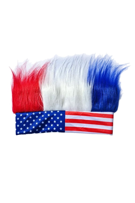 Hairy Headband, USA Headdress & Sweatband, Crazy Hats Funny Trolls Hair Wig for Adults, Fun Party Costume Accessories for Spirit Week