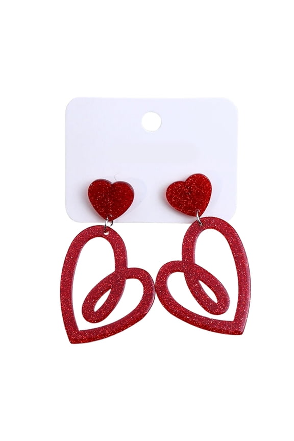 Handmade Heart Earrings for Women, Love Heart Dangle Drop Statement Earrings Valentine's Day Mother's Day Jewelry Gifts