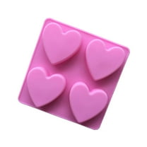 LEHOZIHEQ Heart Shaped Silicone Mold, 4 Holes Heart Molds Silicone Non-stick Mould, for Chocolate, Muffins, Cake, Jelly Pudding, Handmade Soap, Bath Bombs Making
