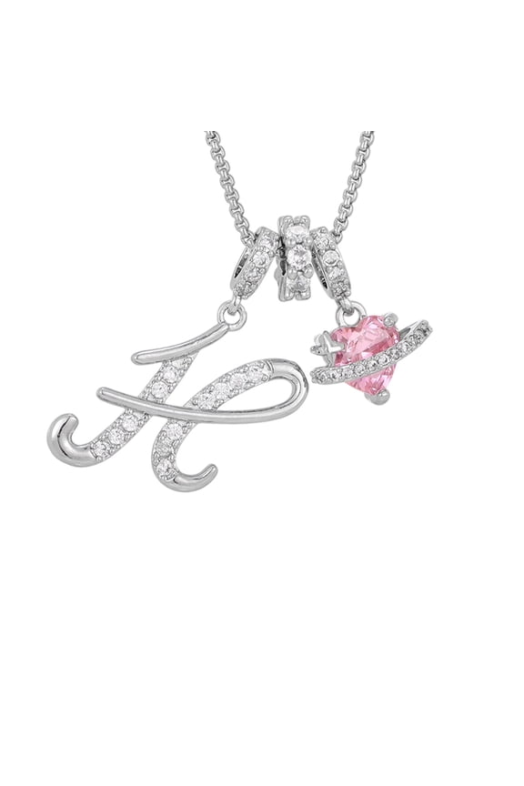 Initial Necklace for Women, Letters 26 Alphabet Pendant Necklace, Rose Flower Jewelry Gifts for Family Sisters Friend