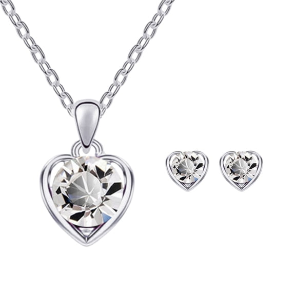 LEHOZIHEQ Jewelry Sets for Women, Hypoallergenic Jewelry Set, Crystal Heart Pendant Necklace Earrings