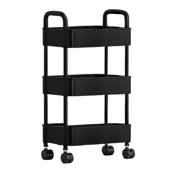 LEHOZIHEQ Kitchen Storage Cart, Rolling Kitchen Microwave Cart, 4-Tier Rolling Pantry Floor Organizer and Storage Cart, for Living Room Office, Balcony