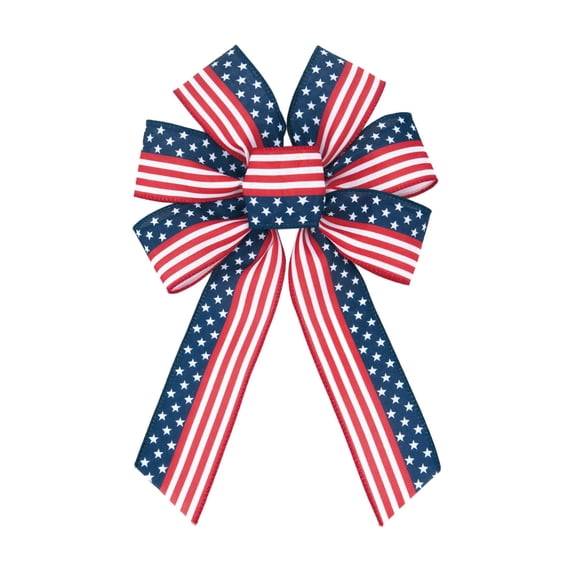 LEHOZIHEQ Large Patriotic Bows, American Flag Wreath Bows Stars Decor American Flag Bow, for Indoor Outdoor Tree Bow Party Wall Decor