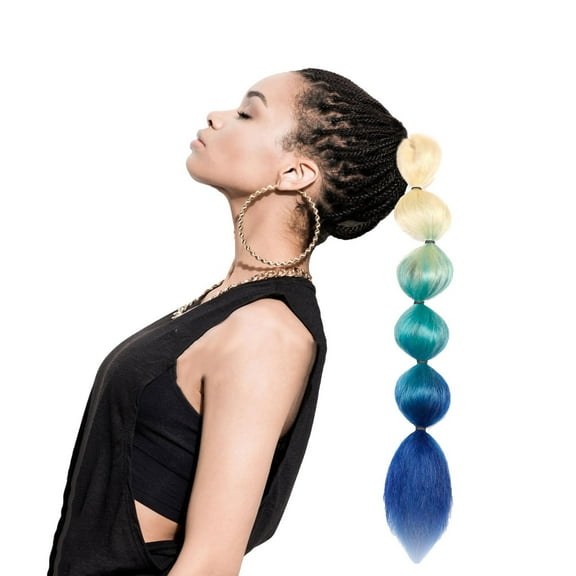 LEHOZIHEQ Long Braided Bubble Ponytail Extensions for Black Women, Afro Puff Ponytail Wrap Around Hair Tie Protective Style Kinky Straight Lantern Braid Ponytail Bubble Hairpieces Daily Wear