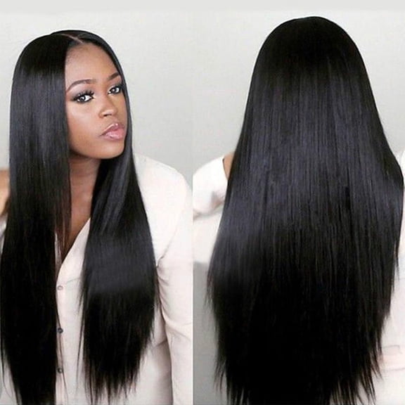 LEHOZIHEQ Long Straight Hair Wig, Black Wigs for Women, Long Layered Straight Wigs, For Women Ready to Wear Wig With Bangs Beginner Friendly