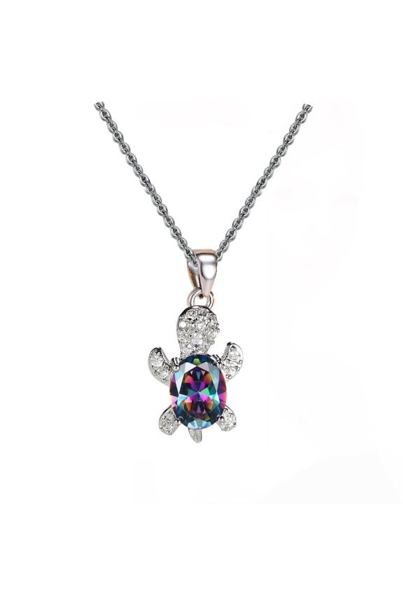 Lovely Sea Turtle Pendant Necklace, Cute Animals Opal Silver Chain, Adjustable Necklace Jewelry, Turtle Pendant Necklace, Mother's Day Gifts, Jewelry for Women