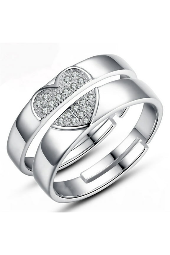 Matching Rings for Couples, Couple Heart Rings Set Couple Rings, I LOVE YOU Matching Heart Promise Rings, for Her and Her Engagement Wedding Ring