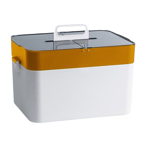 LEHOZIHEQ Medicine Organizer Box with Handle, Plastic Medicine Container with Tray First Aid Box Empty, Thickened Medicine Storage Organizer