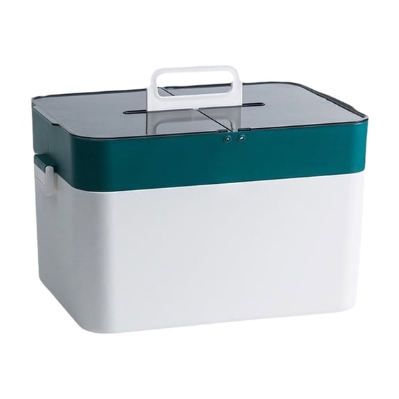 LEHOZIHEQ Medicine Organizer Box with Handle, Plastic Medicine Container with Tray First Aid Box Empty, Thickened Medicine Storage Organizer
